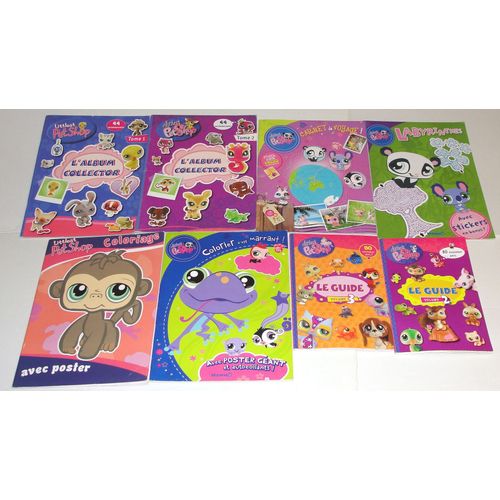 Lot De Livre Littlest Pet Shop Album 1 Et 2 + 2 Coloriage + 2 Jeux Stickers + 2 Guides Pet Shop Hemma