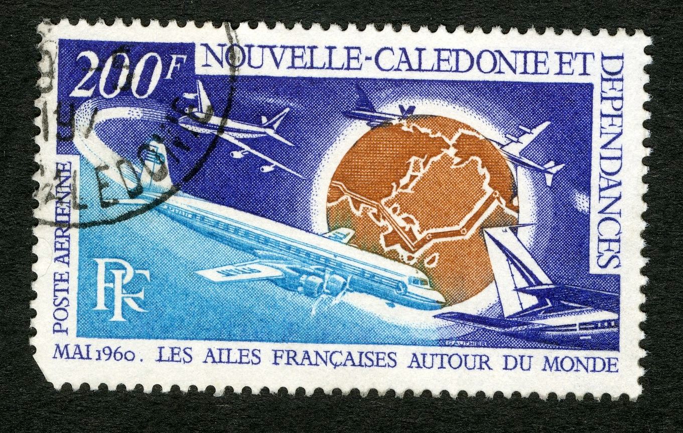 Timbre Oblitéré Les Ailes Françaises Autour Du Monde,Nouvelle-Calédonie,Dépendances,Poste Aérienne,Mai 1960,Rf,200f