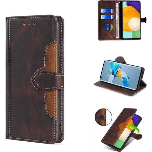 Coque Google Pixel 7,Etui En Cuir Pu Portefeuille [Fentes Pour Cartes][Support][Fermeture Magnétique][Protection Complète] Anti-Choc Protection Housse Pour Google Pixel 7-Brun