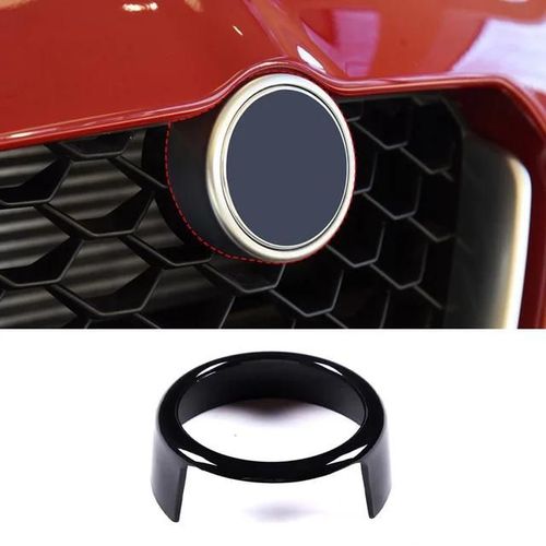 Noir Brillant-1 Pièces - Logo Autocollant En Fiber De Carbone, Pour Alfa Romeo Stelvio 2017 ¿ 2020, Accessoires De Voiture, Calandre Avant, Cadre En V, Garniture De Décoration
