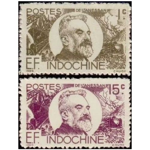 Indochine (Actuel Vietnam), Colonie Française 1944, Très Beaux Timbres Neufs** Yvert 250 Et 259, Grandes Figures De L'indochine, Série Des Gouverneurs, Jean Marie Antoine De Lannessan.