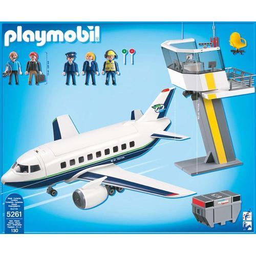 Avion et Tour de Contrôle PLAYMOBIL - City Action - 130 pièces