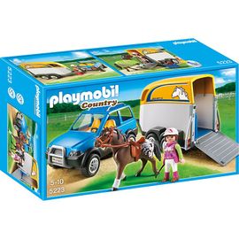 Playmobil 5223 - Voiture Avec Remorque Et Cheval