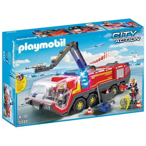 Playmobil 5337 - Pompiers Avec Véhicule Aéroportuaire