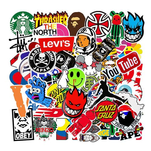Autocollants Cool 100 Pcs Stickers De Marque Pour Enfants Adolescents Adultes, Vinyle Imperméables Autocollant Moto Pour Ordinateur Portable, Bouteille D'eau, Skateboard, Guitaire, Vélo, Valise