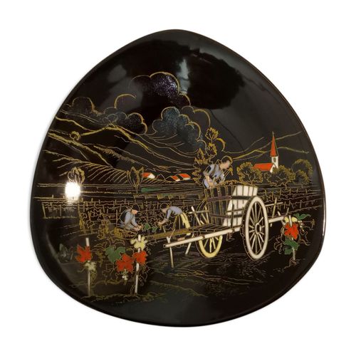 Assiette Longwy Numrote Les Vignobles Noir
