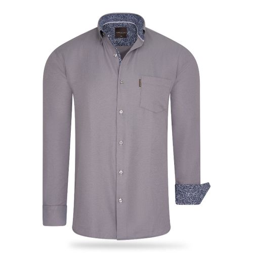 Cappuccino Italia Regular Fit Overhemd Antraciet Gris
