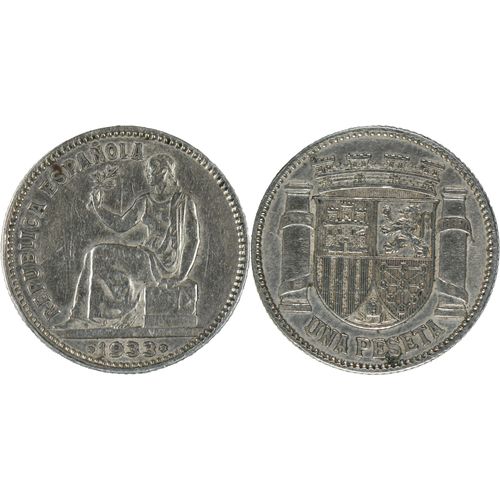 Espagne - 1933 - Un Peseta - Qualite - Argent - 21-381