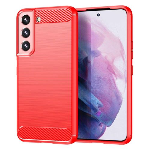 Coque Pour Samsung Galaxy S23 5g - Housse Etui Silicone Gel Carbone + Verre Trempe - Rouge
