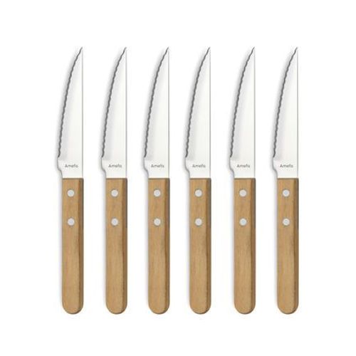 Steak Pizza Bois - Coffret 6 Couteaux Steak - Taille Unique