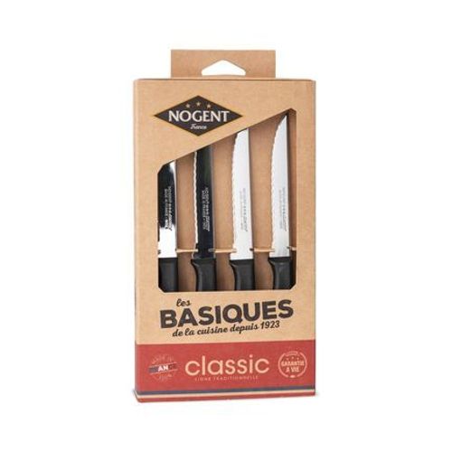 Coffret De 4 Couteaux À Steak Classic Traditionnel Lame Crantée 11 Cm Manche Noir - Ts