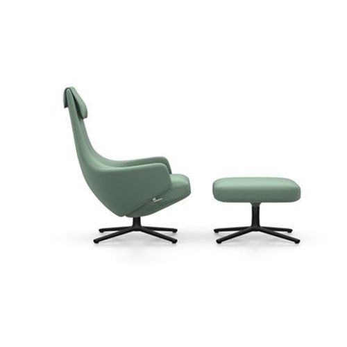 Fauteuil Repos Nouvelle Édition & Ottoman - Cosy 2 Vert Roseau - Hauteur Du Siège 40 Cm - Noir Basique Enduit De Poudre - Taille Unique