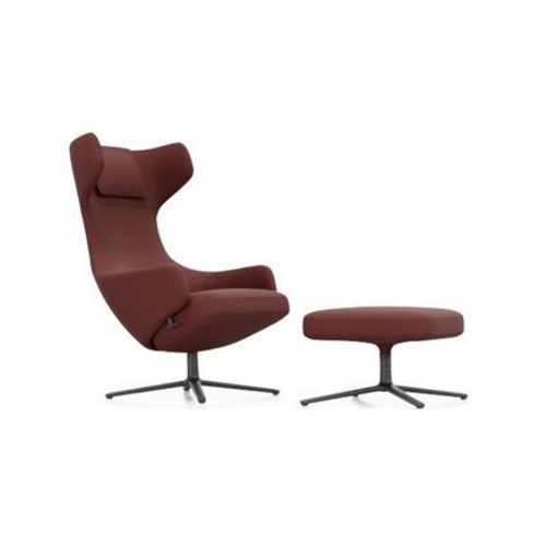 Fauteuil Grand Repos & Ottoman Nouvelle Édition - Noir Basique Enduit De Poudre - Cosy2 Point De Croix 19 Châteigne - Hauteur Du Siège 45 Cm - Taille Unique