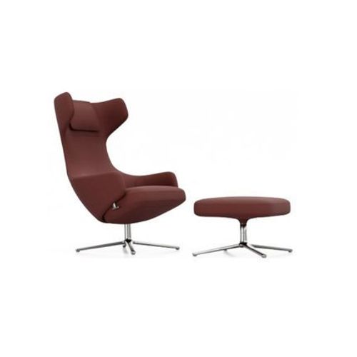 Fauteuil Grand Repos & Ottoman Nouvelle Édition - Aluminium Poli - Cosy2 Point De Croix 19 Châteigne - Hauteur Du Siège 45 Cm - Taille Unique