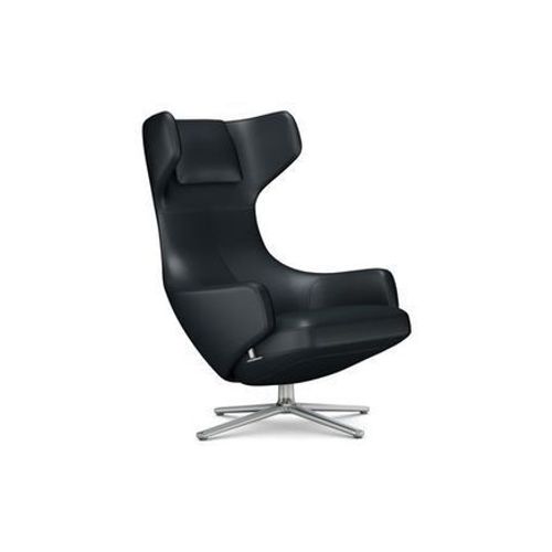 Fauteuil Grand Repos Nouvelle Édition - Poli - Cuir Couture Contraste 67 Asphalte - Hauteur Du Siège 45 Cm - Taille Unique