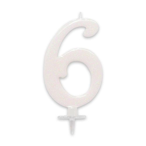 BOUGIE ANNIVERSAIRE GÉANTE BLANCHE - CHIFFRE 6