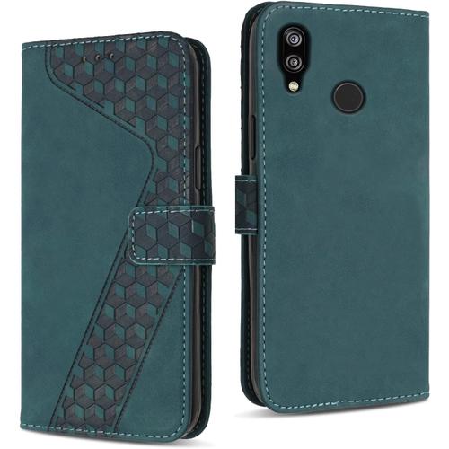 Yirr Coque Pour Huawei P20 Lite, Étui Housse Protection En Cuir Pu [Pochette De Portefeuille] [Magnétique], Antichoc Etui À Rabat Pour Huawei P20 Lite (Vert)