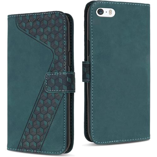 Yirr Coque Pour Iphone Se 2020 / Se 2022/8 / 7, Étui Housse Protection En Cuir Pu [Pochette De Portefeuille] [Magnétique], Antichoc Etui À Rabat Pour Iphone Se 2020 / Se 2022/8 / 7 (Vert)