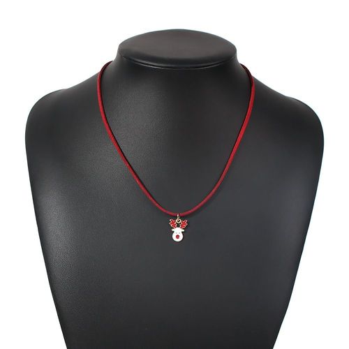 Collier De Noël Femme Imitation De Diamant Goutte D'huile Elk Béquilles Collier Géométrique Collier,Cadeau Femme