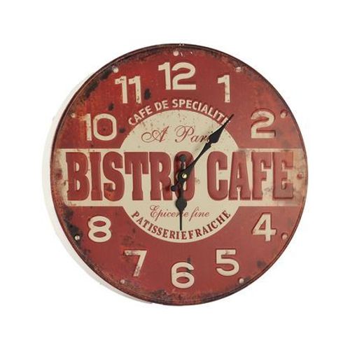 Horloge ronde rouge BISTRO 40x40cm - Taille unique
