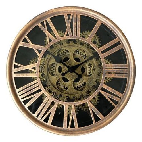 Horloge ronde dorée mécanisme apparent 25x6x25cm - Taille unique