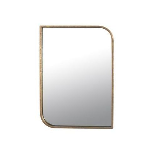 Miroir rectangle au coins asymétriques arrondis métal doré 76x56cm - Taille unique