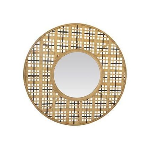 Miroir rond en bambou 80cm - Taille unique