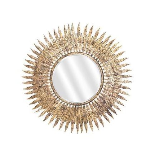 Miroir soleil feuilles doré 63cm - Taille unique