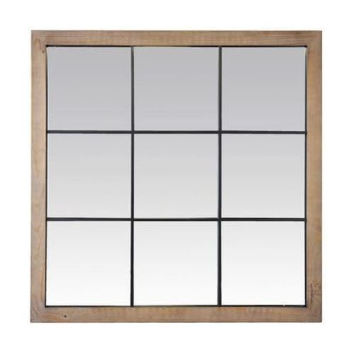 Miroir industriel carré effet fenêtre 9 vues 100x100cm - Taille unique