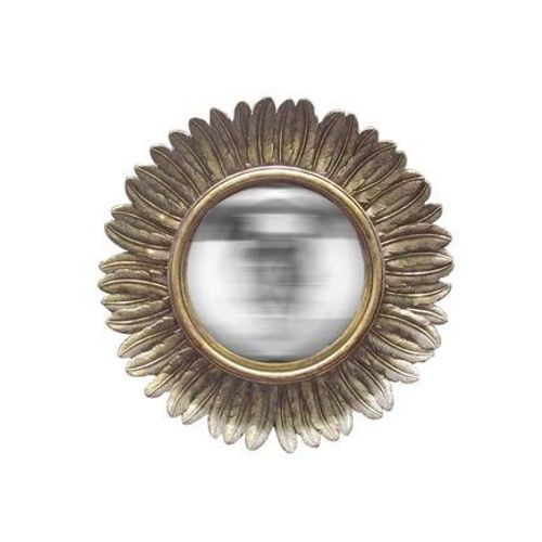 Miroir rond soleil convexe contours plumes 33 cm - Taille unique