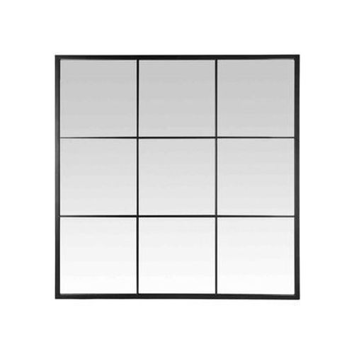 Miroir industriel fenêtre 9 vues métal noir 120x120cm - Taille unique