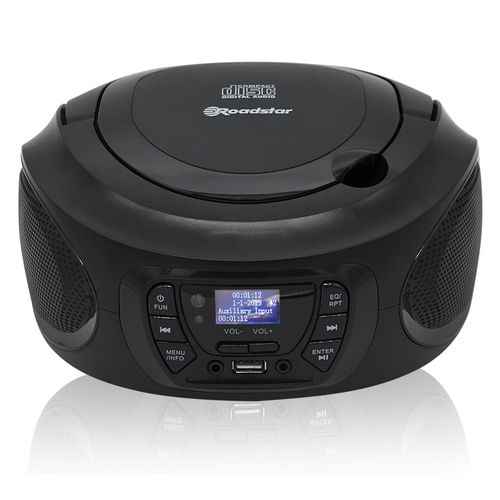 Radio Portable DAB / DAB+ / FM, Lecteur CD-MP3, USB, Stereo, Télécommande, , Noir, Roadstar, CDR-375D+/BK