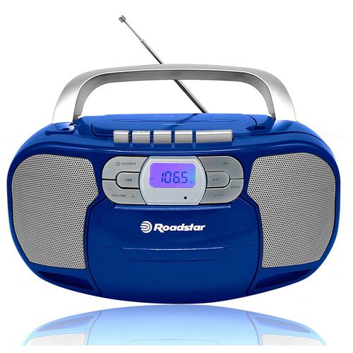 Radio CD Cassette Portable Numerique PLL FM, Lecteur CD-MP3, USB, AUX-IN, , Bleu, Roadstar, RCR-4635UMPBL