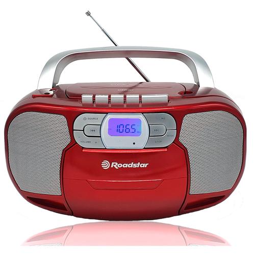 Radio CD Cassette Portable Numerique PLL FM, Lecteur CD-MP3, USB, AUX-IN, , Rouge, Roadstar, RCR-4635UMPRD