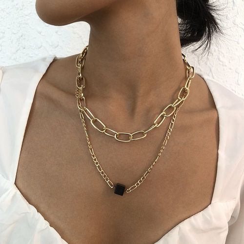 Double Chaîne Claviculaire Femme Punk Hip - Hop Collier Alliage De Résine Collier,Cadeau Femme