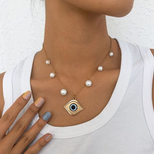 Collier Oeil De Diable Imitation Perle Collier Géométrie Clavicule Collier,Cadeau Femme