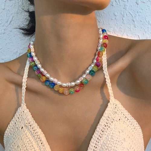 Collier En Résine De Collier En Perle,Cadeau Femme