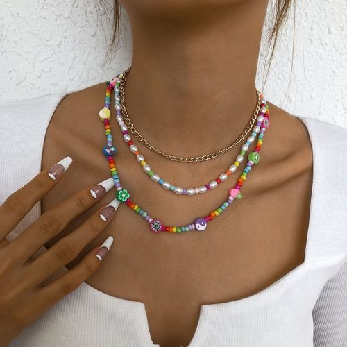 Collier Multicouche En Céramique Molle Colorée