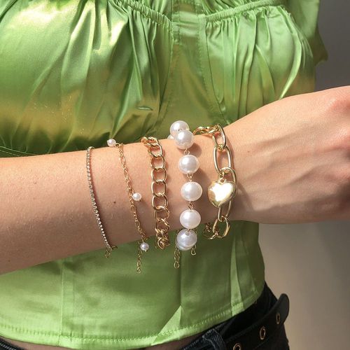 Bracelet En Perle Imité Pour Femmes,Cadeau Femme