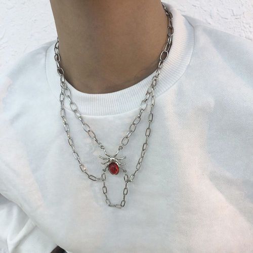 Collier Hip - Hop Femmes Halloween Carnaval Araignée Collier Diamant De Verre,Cadeau Femme
