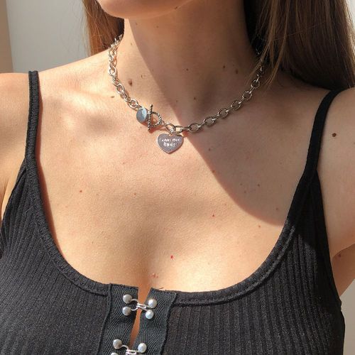 Punk Love Pendentif Collier Or Heavy Chain Neck,Cadeau Femme
