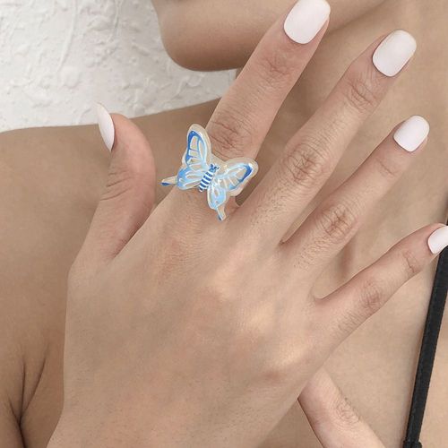 Bracelet En Résine De Coeur Avec Anneau De Papillon,Cadeau Femme