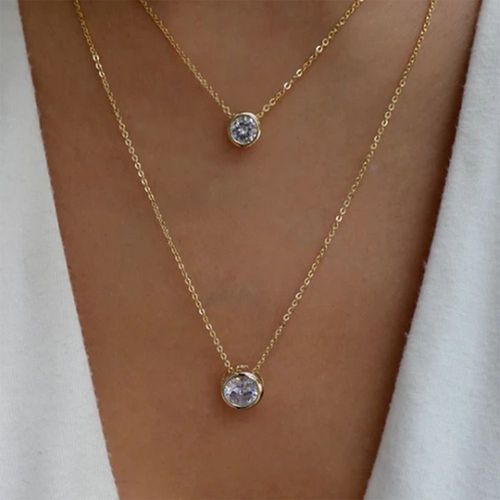 Collier En Diamant Exquis Pour Femmes Pendentif À Chaîne Multicouche