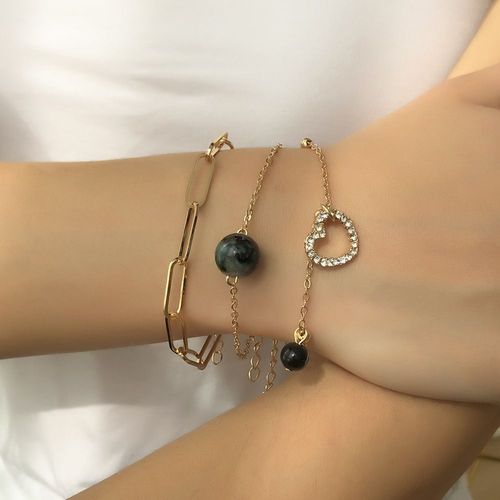 Bracelet En Résine Texturée Bracelet En Forme De Coeur Bracelet En Trois Parties,Cadeau Femme