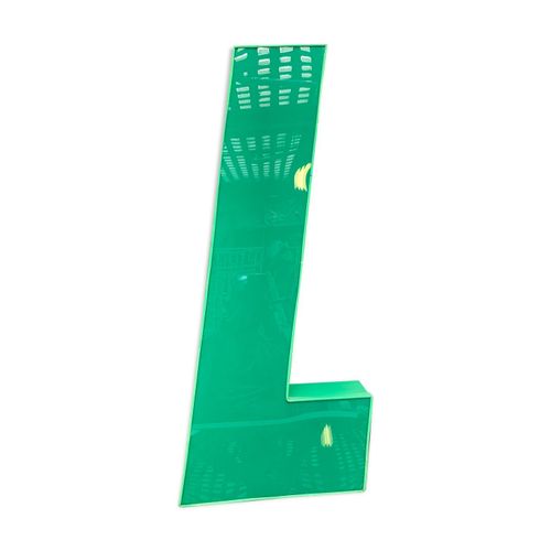 Lettre ancienne en mtal et plexiglas deco industriel vert