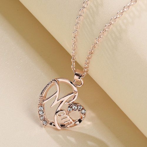 Collier D'amour En Forme De Coeur Avec Des Lettres De Diamant Pendentif Cadeau De La Fête Des Mères