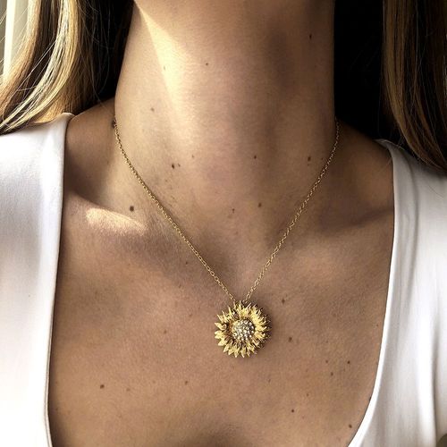 Collier En Diamant Chaîne De Clavicules Géométriques Florales Pour Femmes