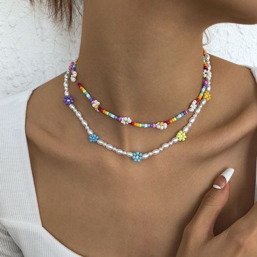 Collier Perlé Collier Perlé Imitation De Chaîne Perlée,Cadeau Femme