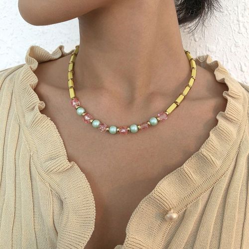 Collier En Cristal Imité Chaîne Géométrique Femme,Cadeau Femme