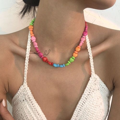 Collier En Alliage De Chaîne En Résine D'amour Colorée Pour Femmes,Cadeau Femme